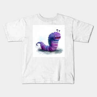 Cute Watercolor Purple Worm Kids T-Shirt